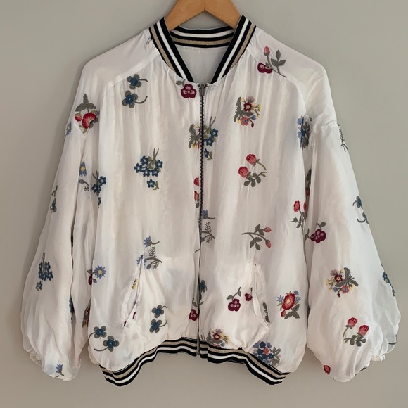 Johnny Was Jackets & Blazers - Johnny Was Kitty Reversible Bomber Jacket Size Medium Embroidered Floral